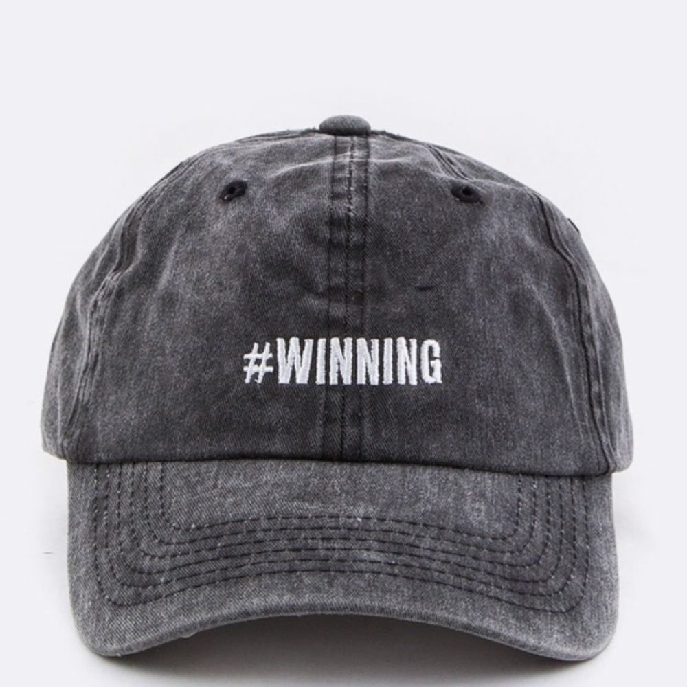 WINNING black washed baseball hat OS